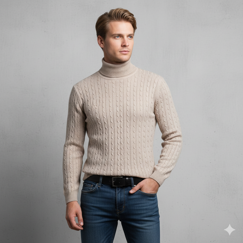 Herren Strickpullover mit Rollkragen | Slim Fit | Winter