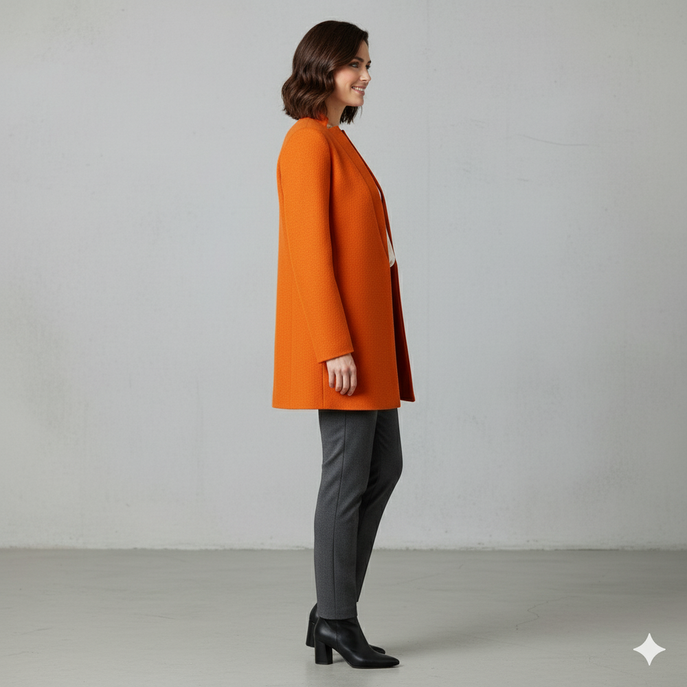 Damen Wollmantel mit Stehkragen | Schmaler Schnitt & Elegant | Herbst/Winter