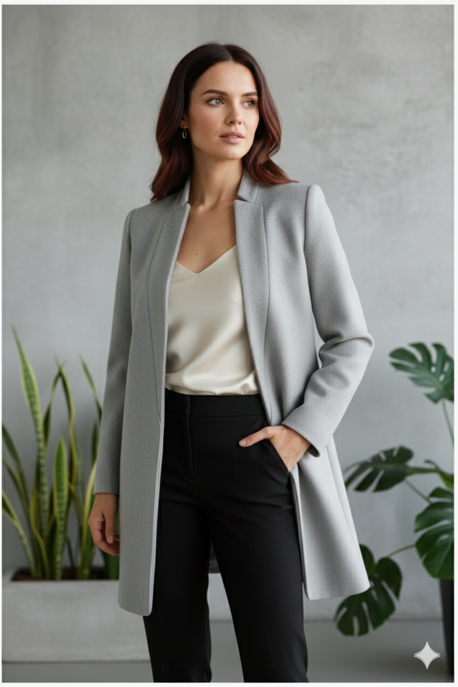 Damen Wollmantel mit Stehkragen | Schmaler Schnitt & Elegant | Herbst/Winter