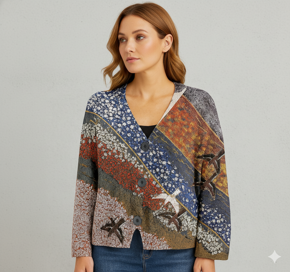 Damen Strickjacke mit abstraktem Print | Herbst/Winter | Stylisch