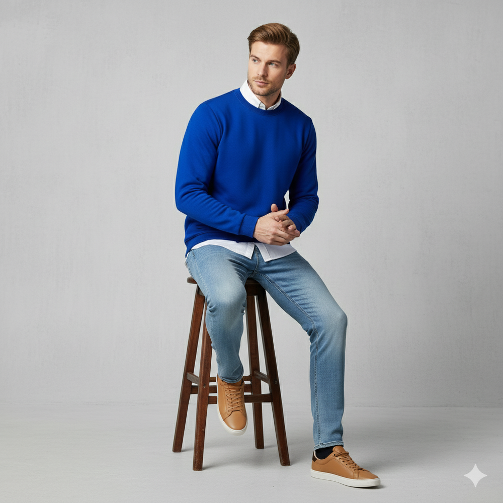 Herren Sweatshirt mit Rundhalsausschnitt