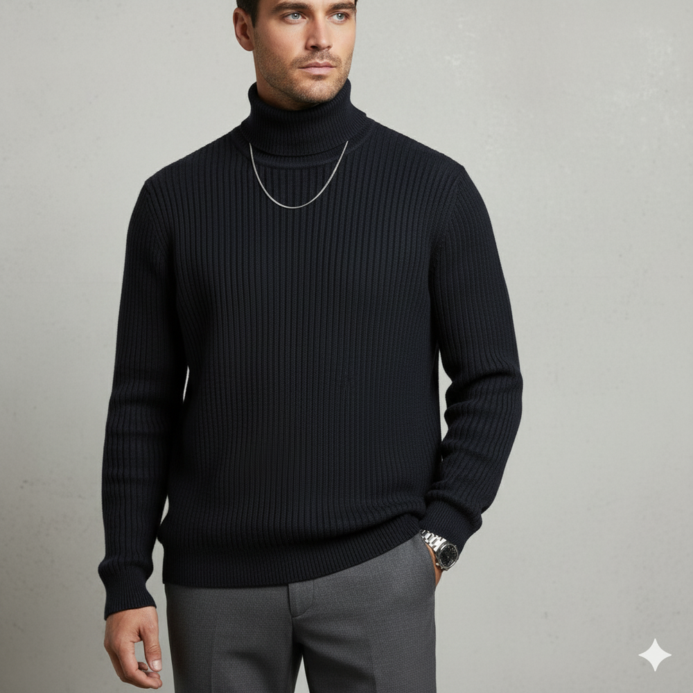 Herren Rollkragenpullover mit Strukturmuster