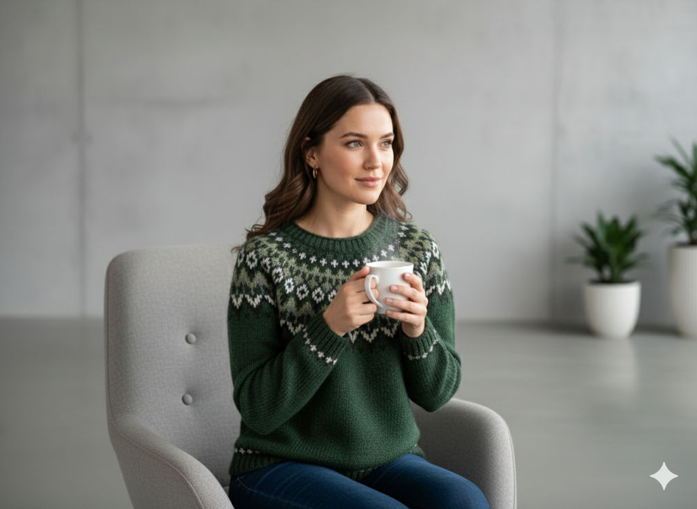 Damen Strickpullover mit Rundhals | Winter | Norweger-Muster