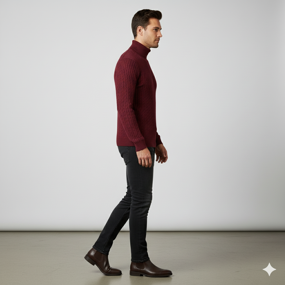 Feiner Herren Strickpullover mit Rollkragen