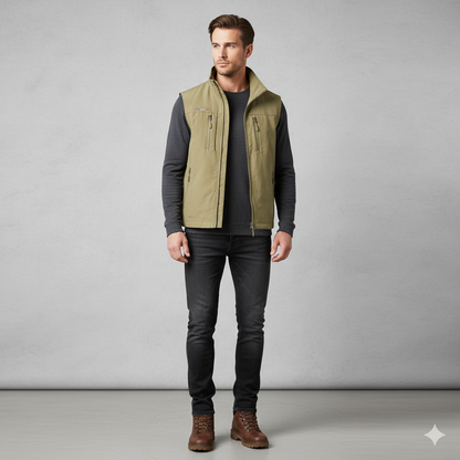 Herren Outdoor Weste mit Taschen | Leicht & Atmungsaktiv | Übergang