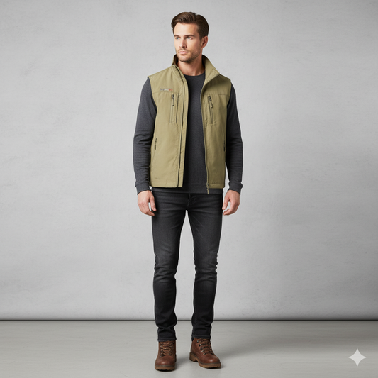Herren Outdoor Weste mit Taschen | Leicht & Atmungsaktiv | Übergang