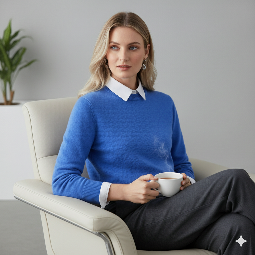 Kuscheliger Damen Strickpullover mit Rundhalsausschnitt | Winter | Elegant