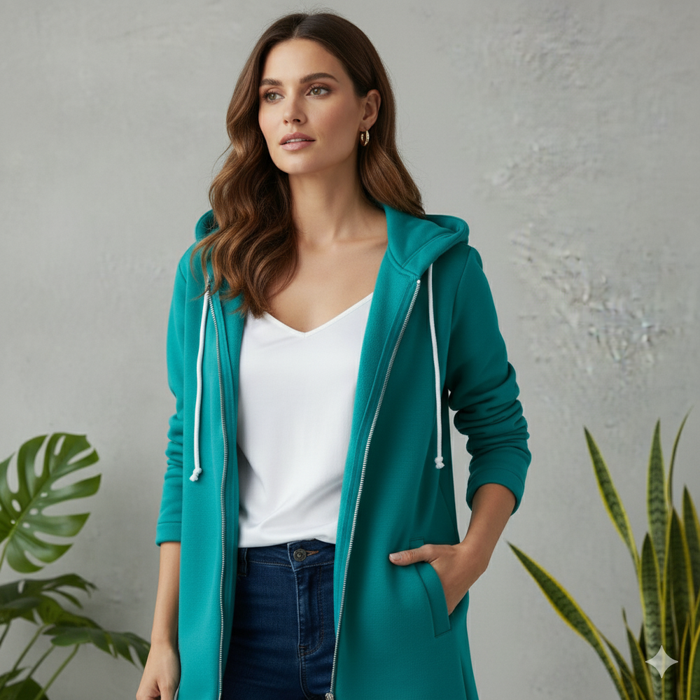 Damen Sweatjacke mit Kapuze & Reißverschluss | Herbst/Winter