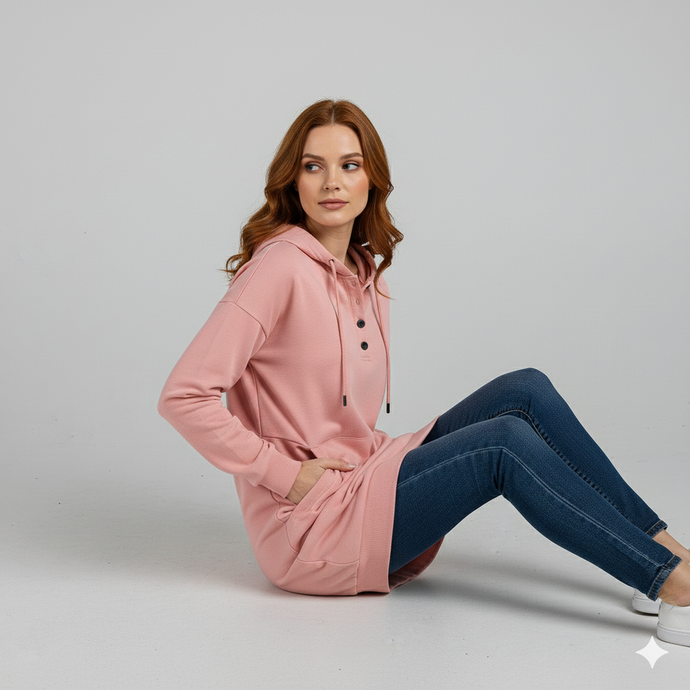 Lässiges Damen Hoodie mit Knopfleist