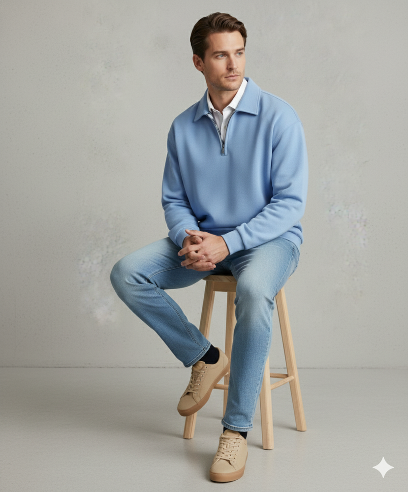 Lässiger Herrenpullover mit Reverskragen | Bequem | Freizeit