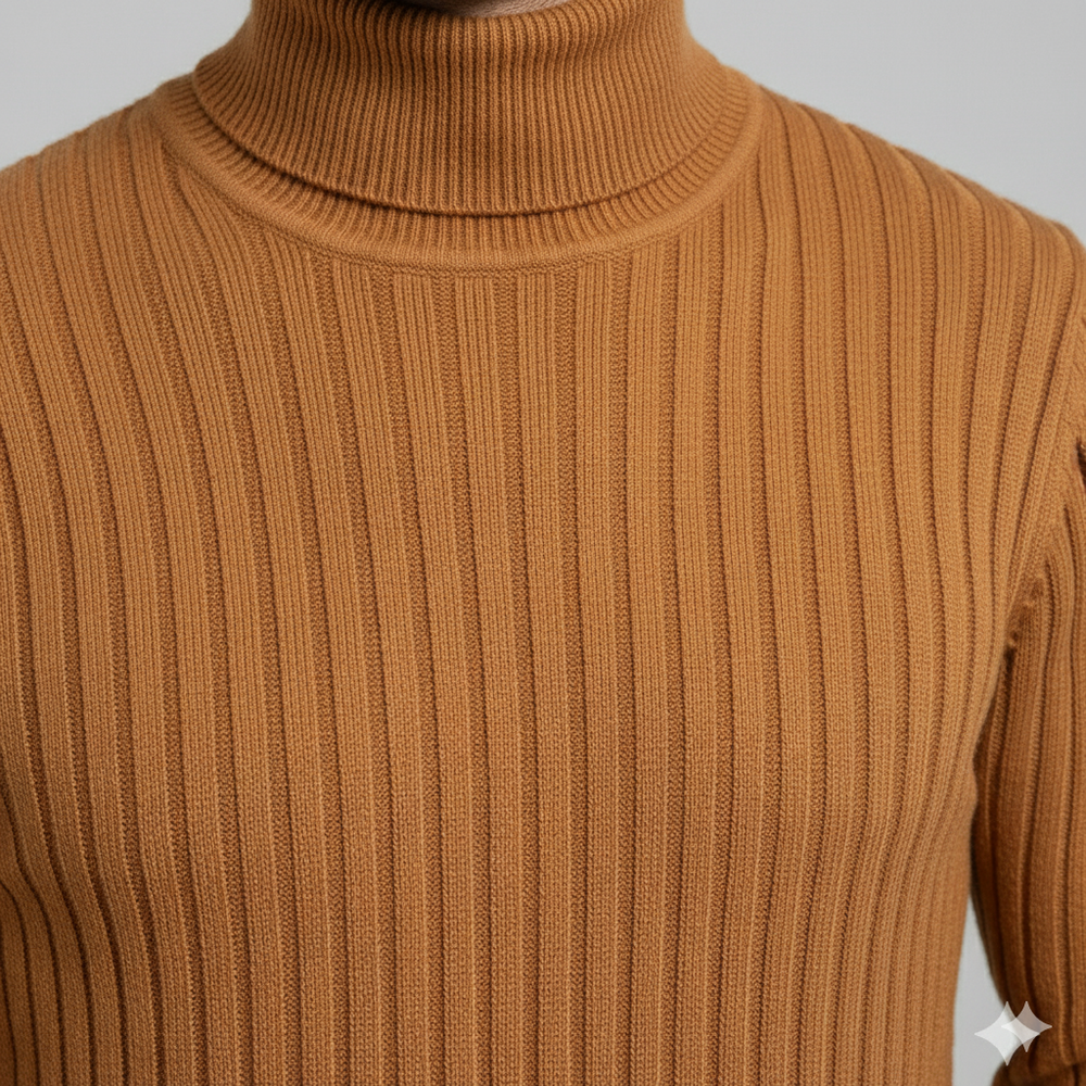 Herren Rollkragenpullover mit Strukturmuster