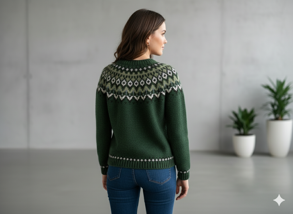 Damen Strickpullover mit Rundhals | Winter | Norweger-Muster