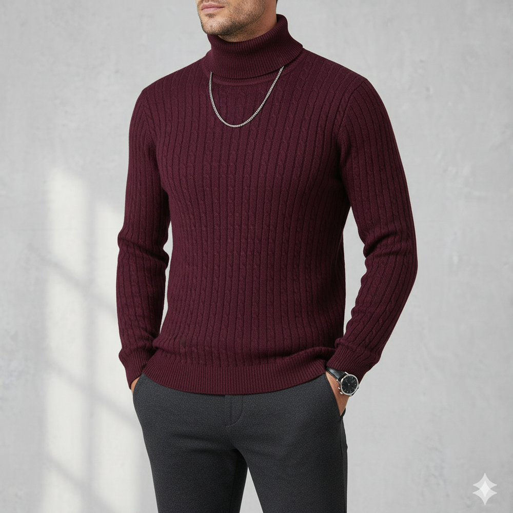 Herren Strickpullover mit Rollkragen | Slim Fit | Winter