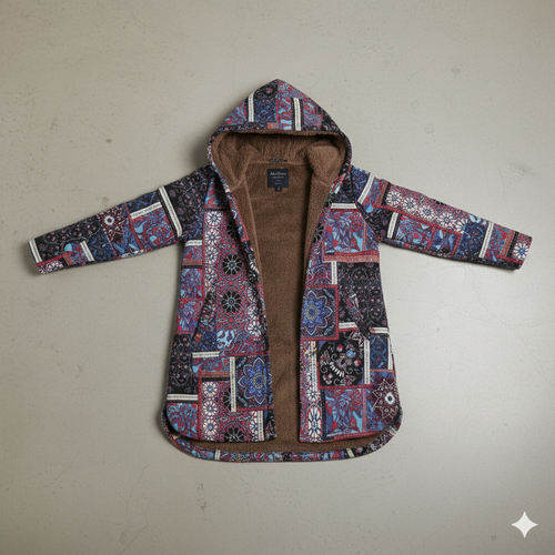 Damen Winterjacke mit Ethno Muster | Warm & Bequem | Kapuze