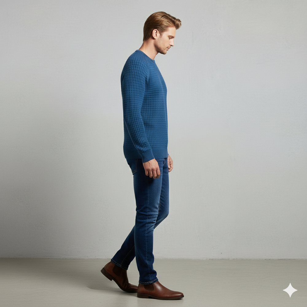 Herren Baumwollpullover mit Karomuster | Modern & Bequem