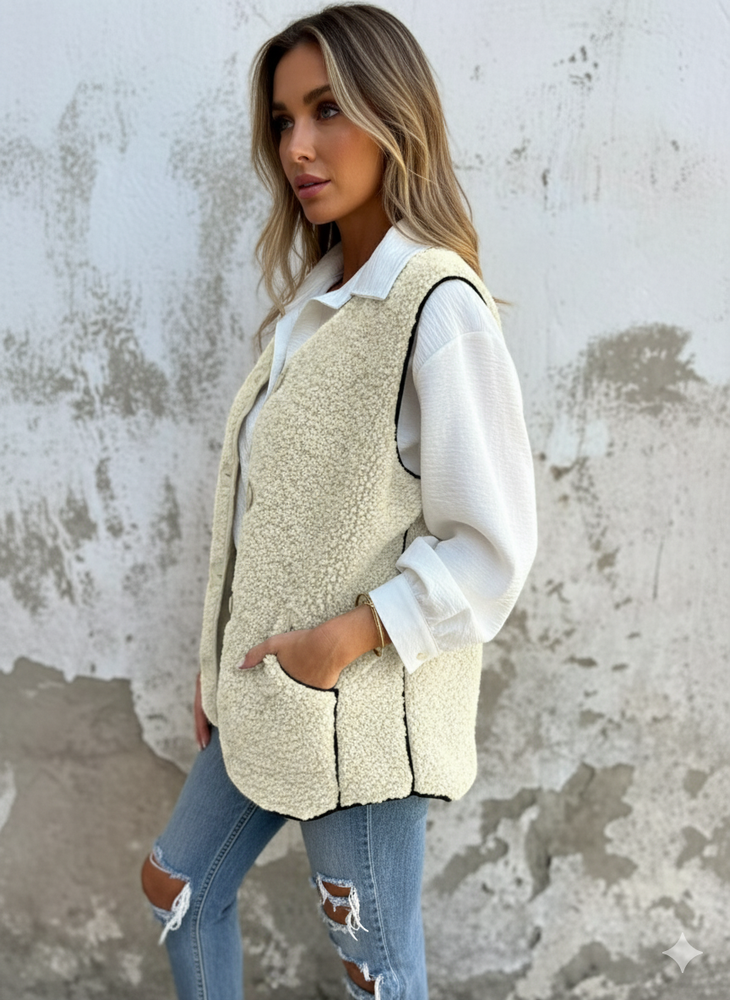 Kuschelige Damenweste mit Knöpfen | Warm für Herbst/Winter