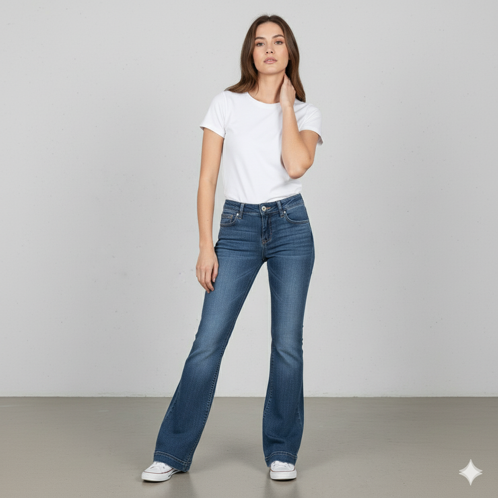 Damen Schlagjeans Low Rise | Retro Fit & Bequem