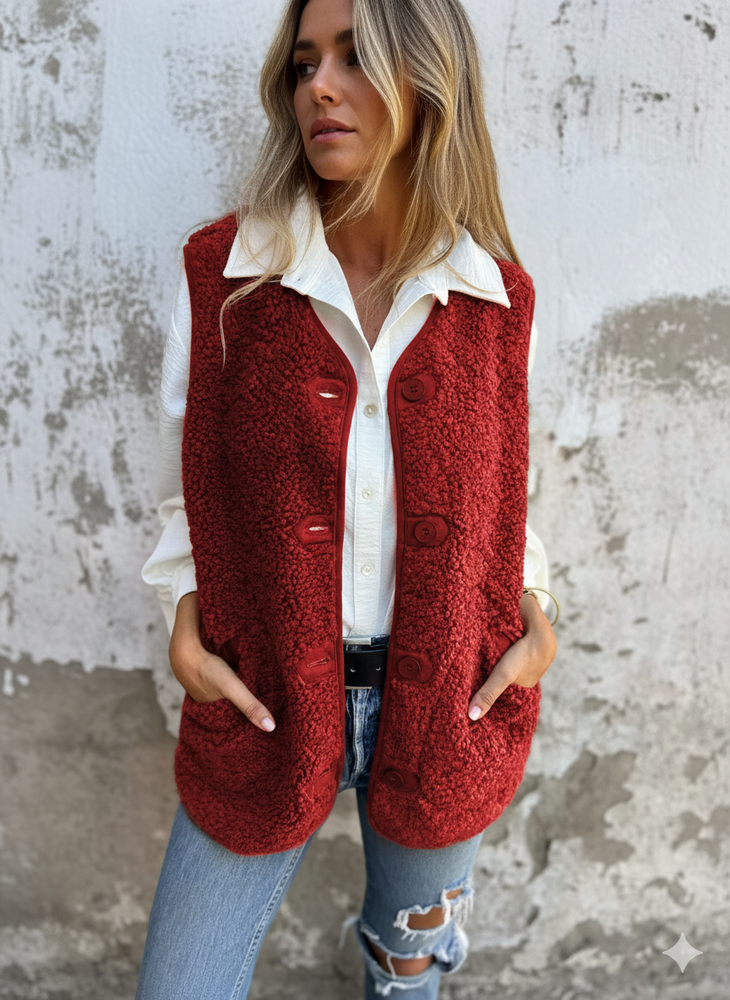 Kuschelige Damenweste mit Knöpfen | Warm für Herbst/Winter