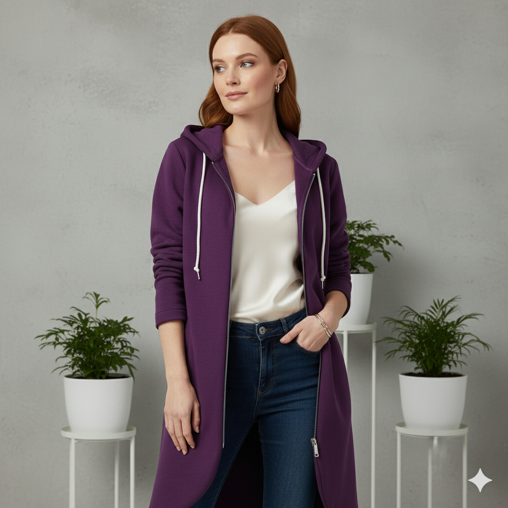 Damen Sweatjacke mit Kapuze & Reißverschluss | Herbst/Winter