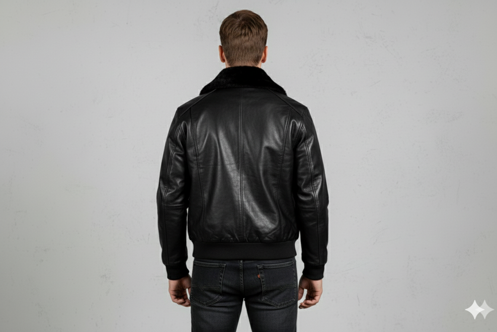 Herren Lederjacke im Retro Air Force Stil | Warm mit Fellkragen