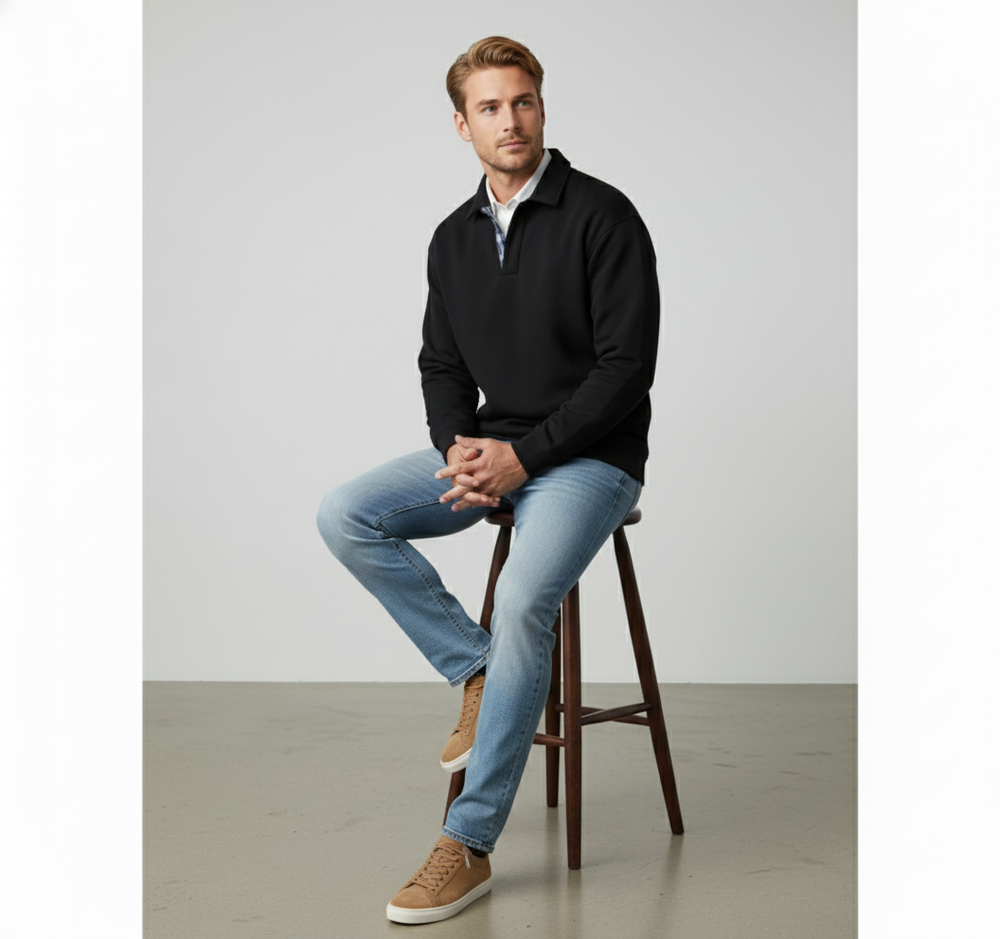 Lässiger Herrenpullover mit Reverskragen | Bequem | Freizeit