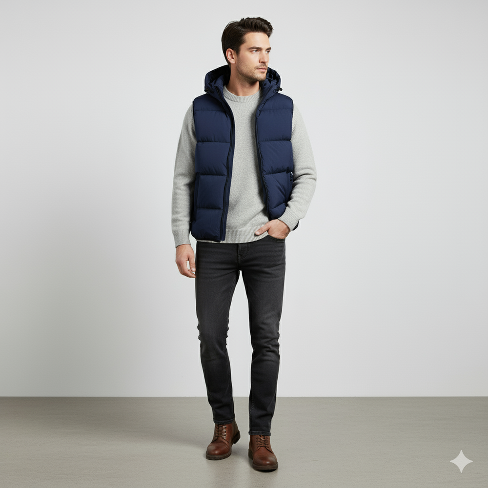 Herren Steppweste mit Kapuze | Warm & Bequem | Herbst/Winter