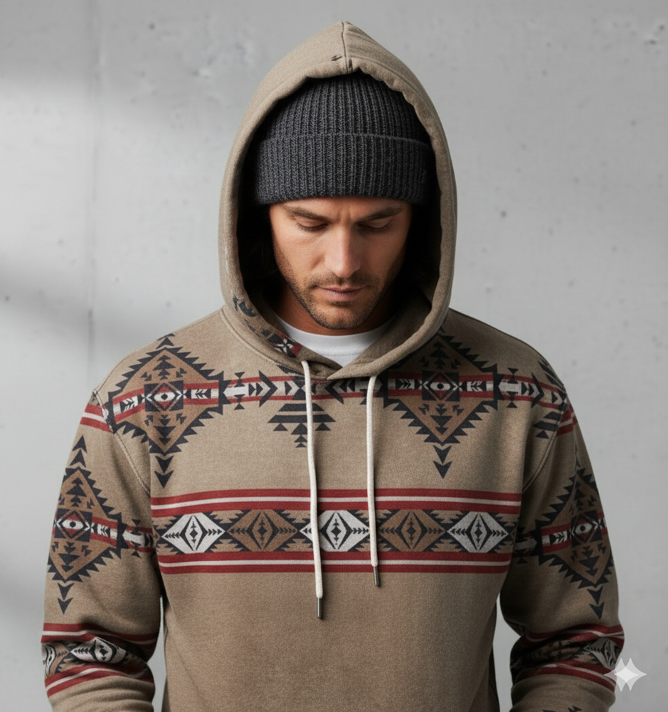 Herren Hoodie mit Muster | Lässig & Warm | Herbst/Winter