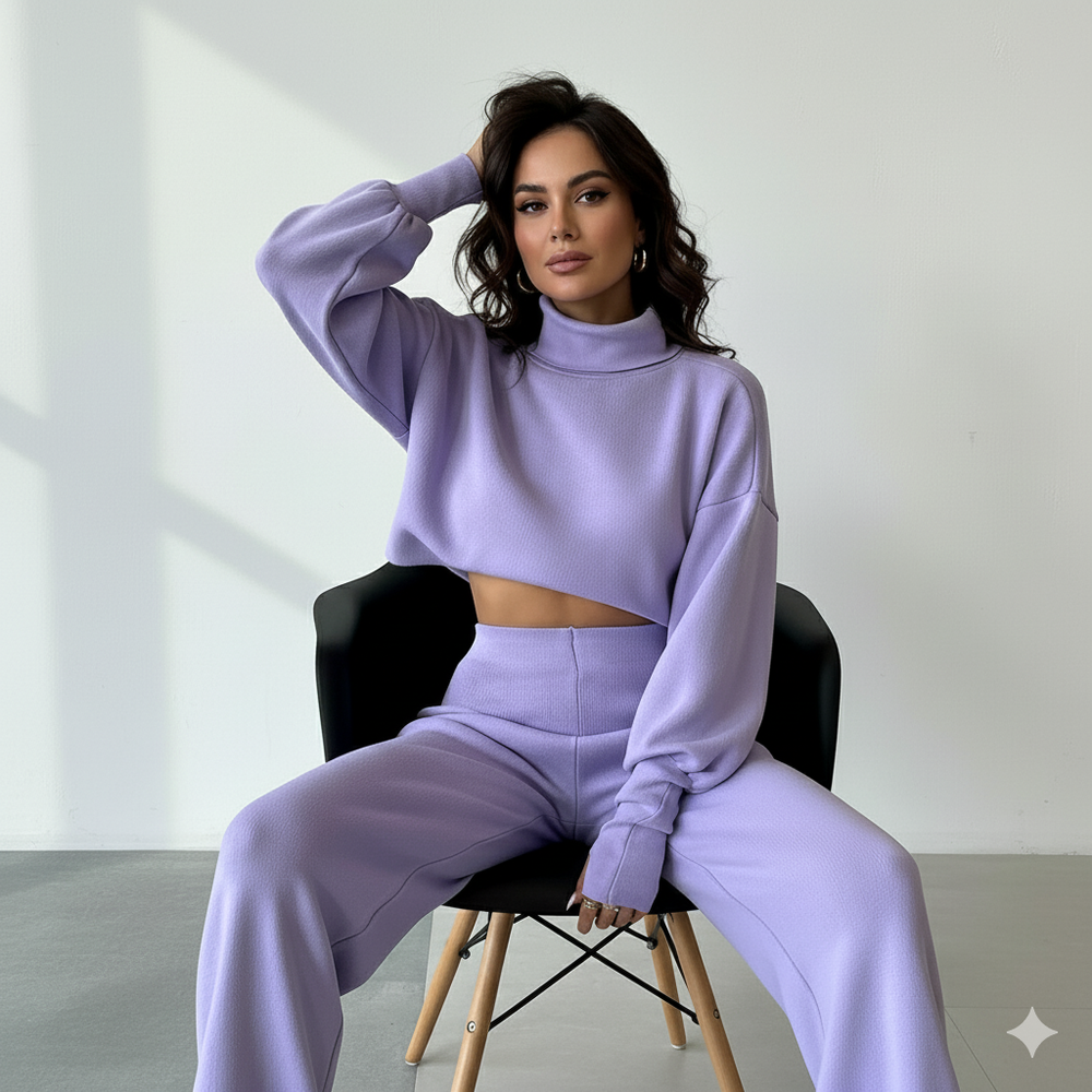 Damen Rollkragen Set mit Langarm | Lässig & Bequem | Winter