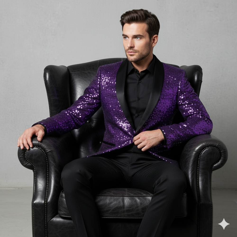 Herren Sakko mit Pailletten | Festlich & Elegant | Slim Fit