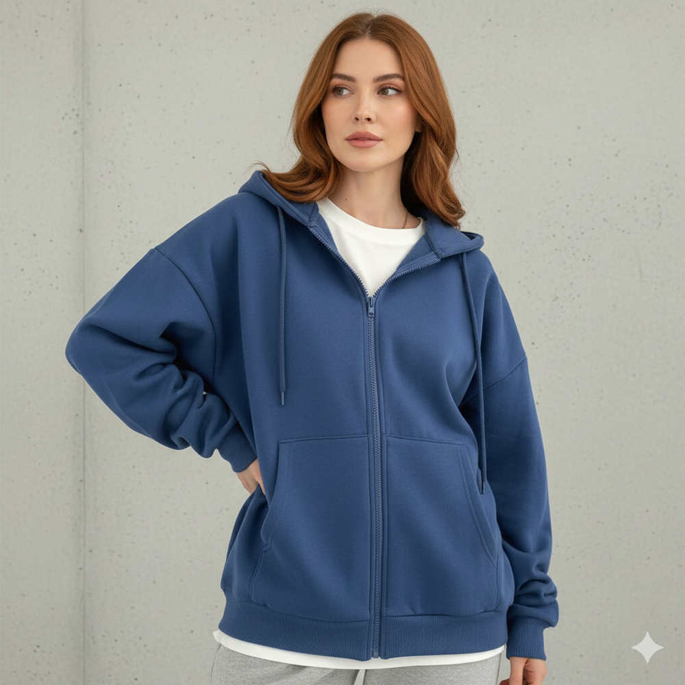 Kurz geschnittener Damen Hoodie mit Reißverschluss