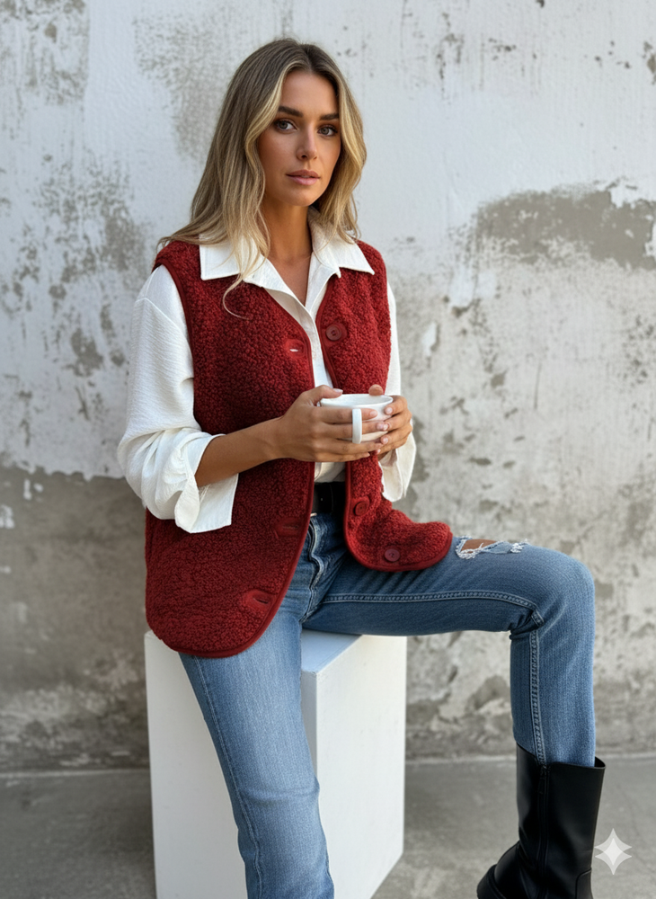 Kuschelige Damenweste mit Knöpfen | Warm für Herbst/Winter