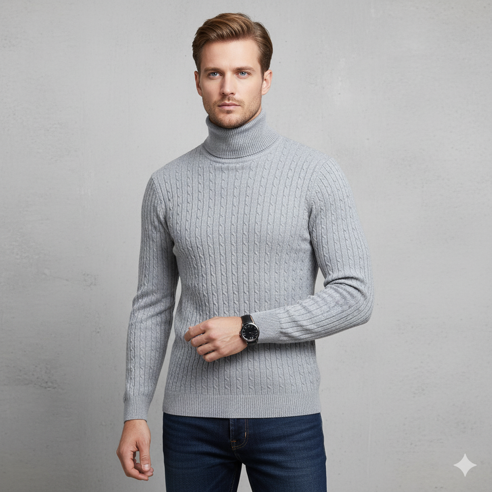 Herren Strickpullover mit Rollkragen | Slim Fit | Winter