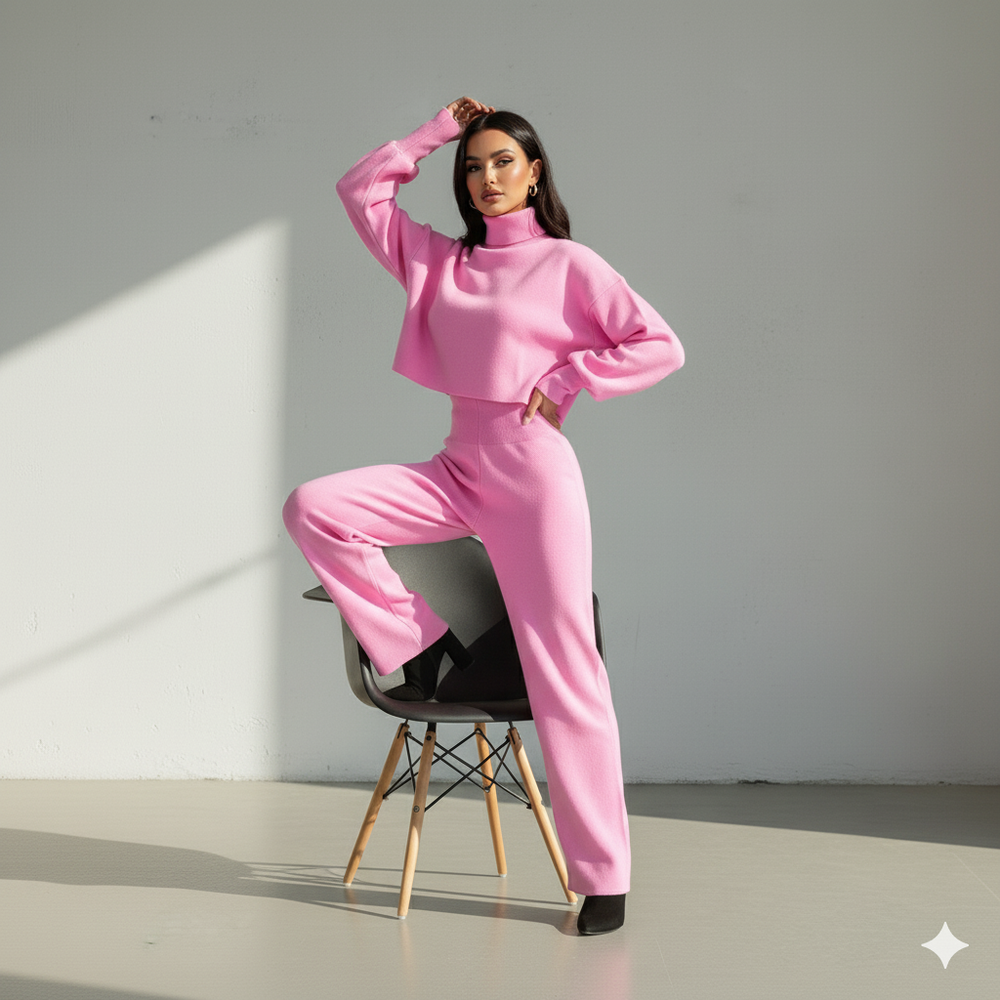 Damen Rollkragen Set mit Langarm | Lässig & Bequem | Winter