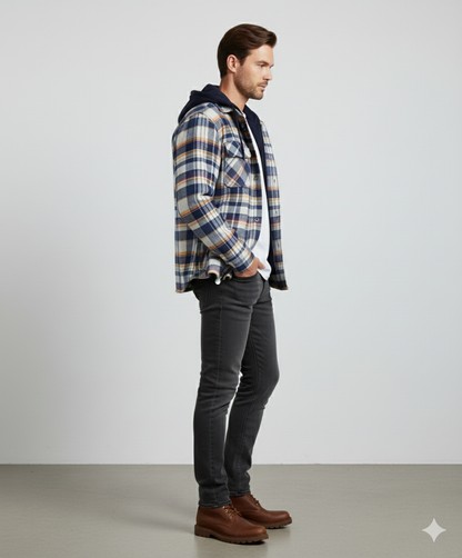 Gepolsterte Herrenjacke mit Karomuster | Warm & Casual Winter