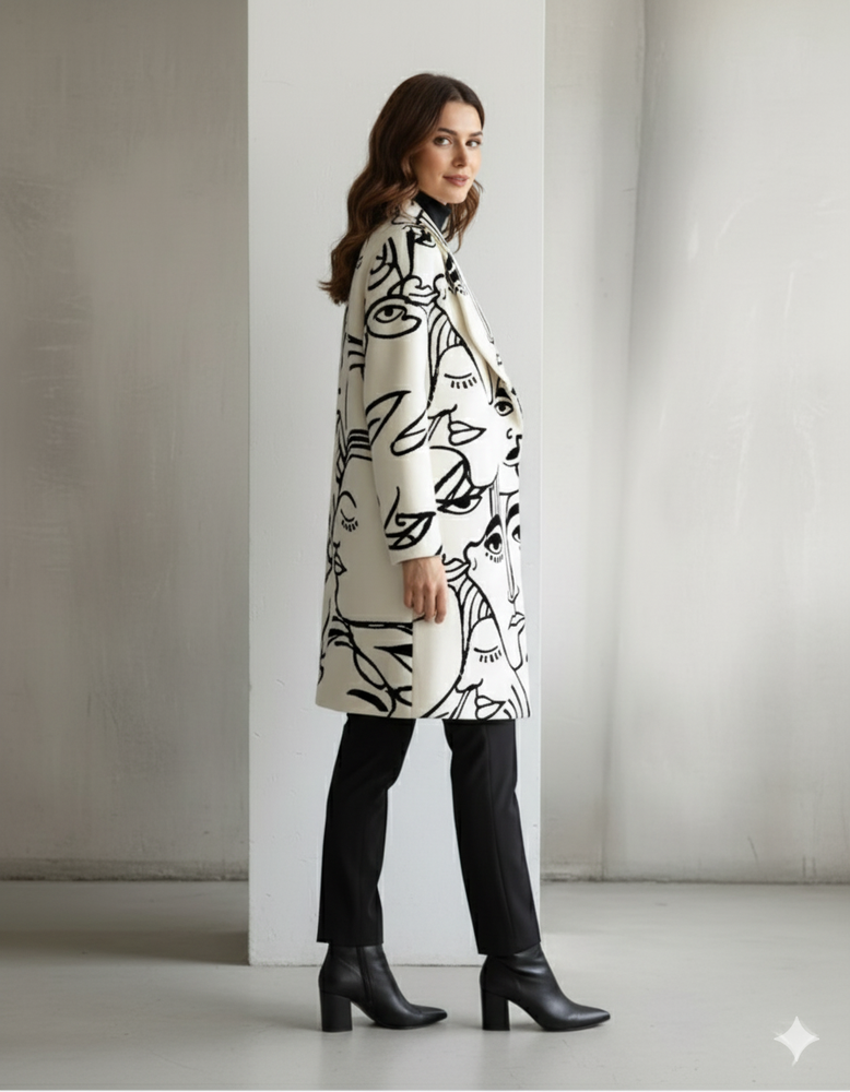 Damen Wollmantel mit Karomuster | Oversize & Warm | Winter