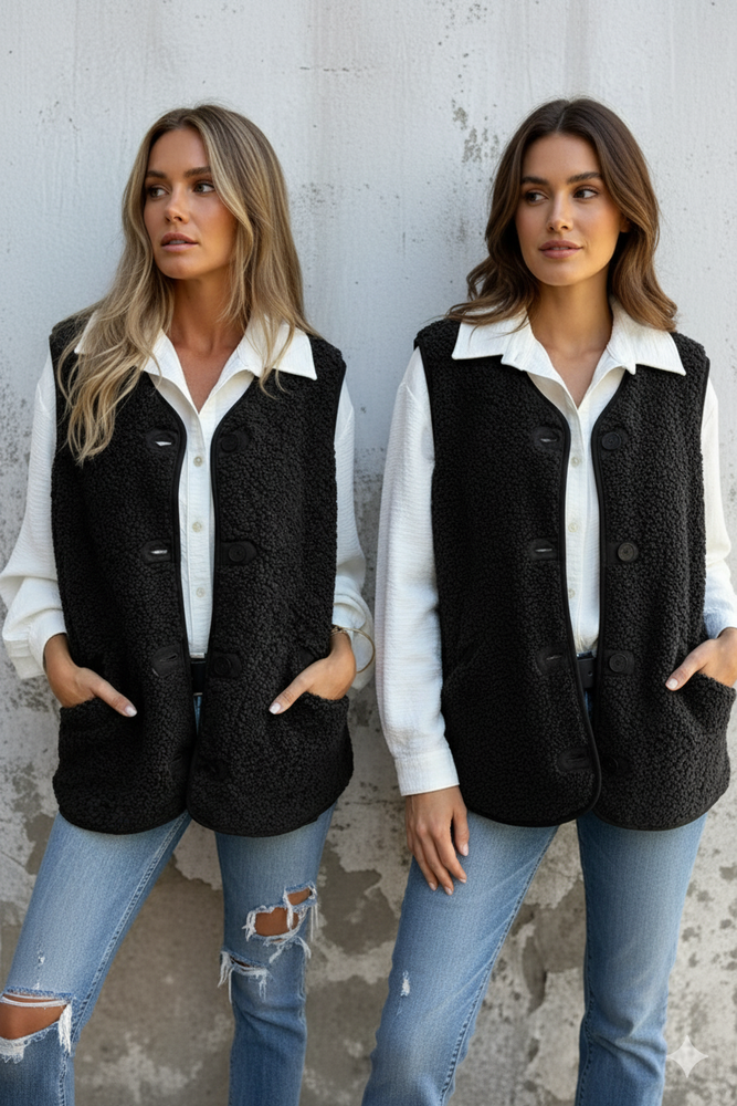 Kuschelige Damenweste mit Knöpfen | Warm für Herbst/Winter