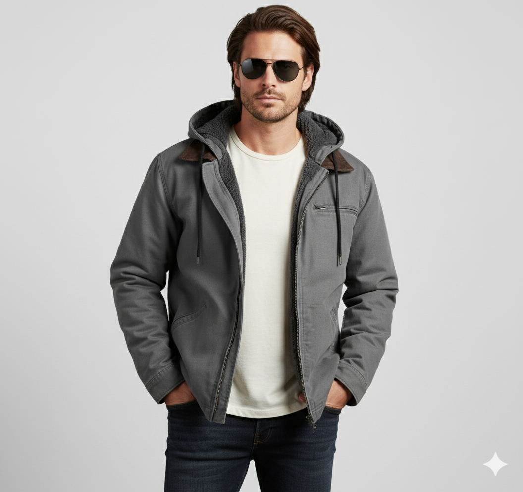 Warme Herren Kapuzenjacke mit Fleecefutter | Herbst Winter