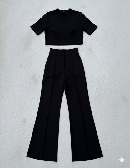Kurzes Oberteil & High Waist Hose | Weit & Elegant