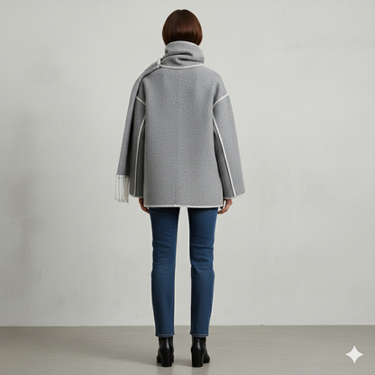 Damen Wollmantel mit Schal Kragen | Winter | Locker & Warm