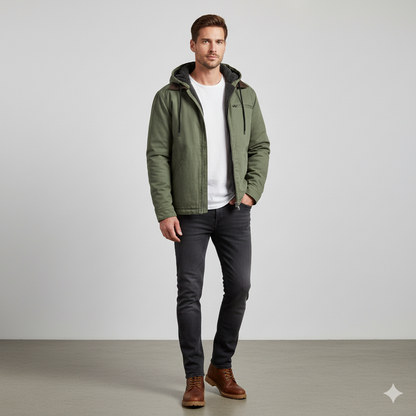 Warme Herren Kapuzenjacke mit Fleecefutter | Herbst Winter