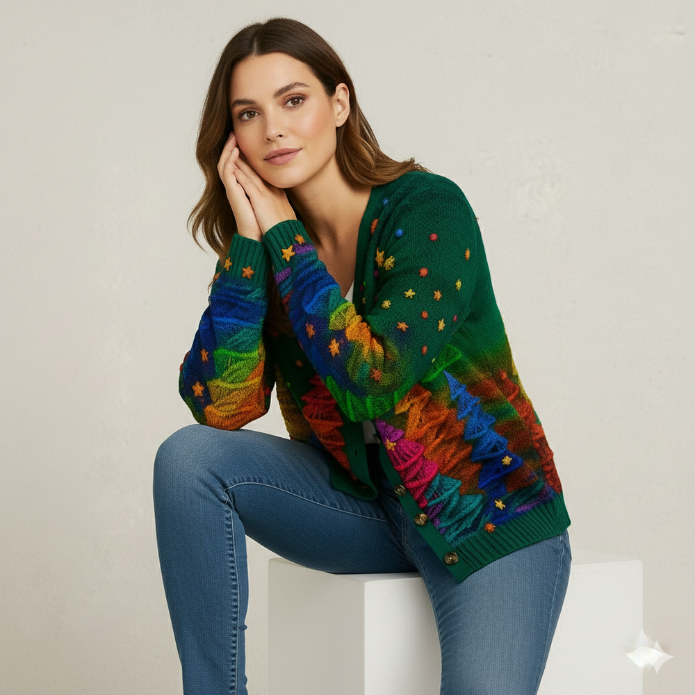 Damen Strickjacke mit abstraktem Print | Herbst/Winter | Stylisch