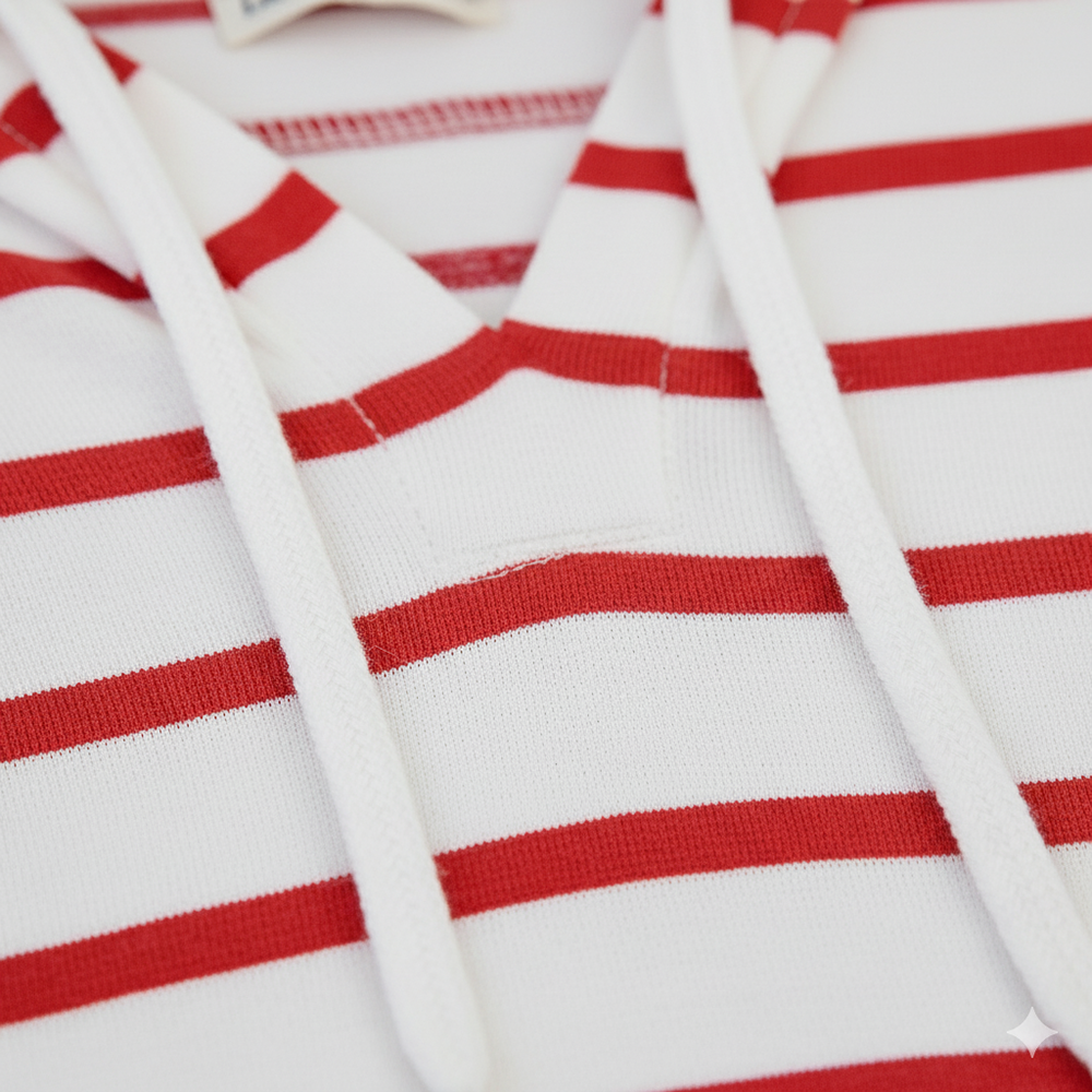 Gestreifter Damen Hoodie mit V Ausschnitt