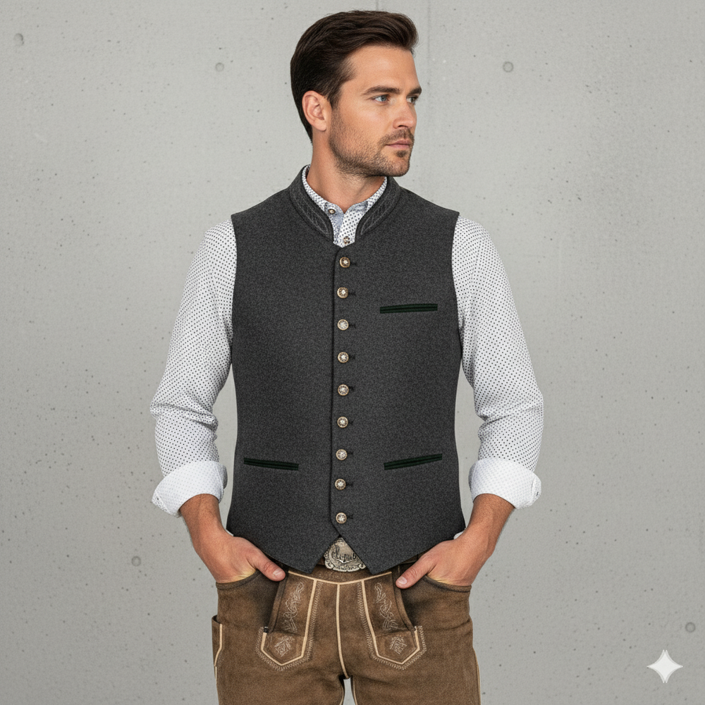 Traditionelle Herren Weste mit Stehkragen | Elegant | Oktoberfest