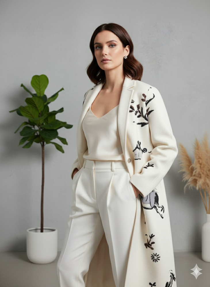 Damen Wollmantel mit Karomuster | Oversize & Warm | Winter