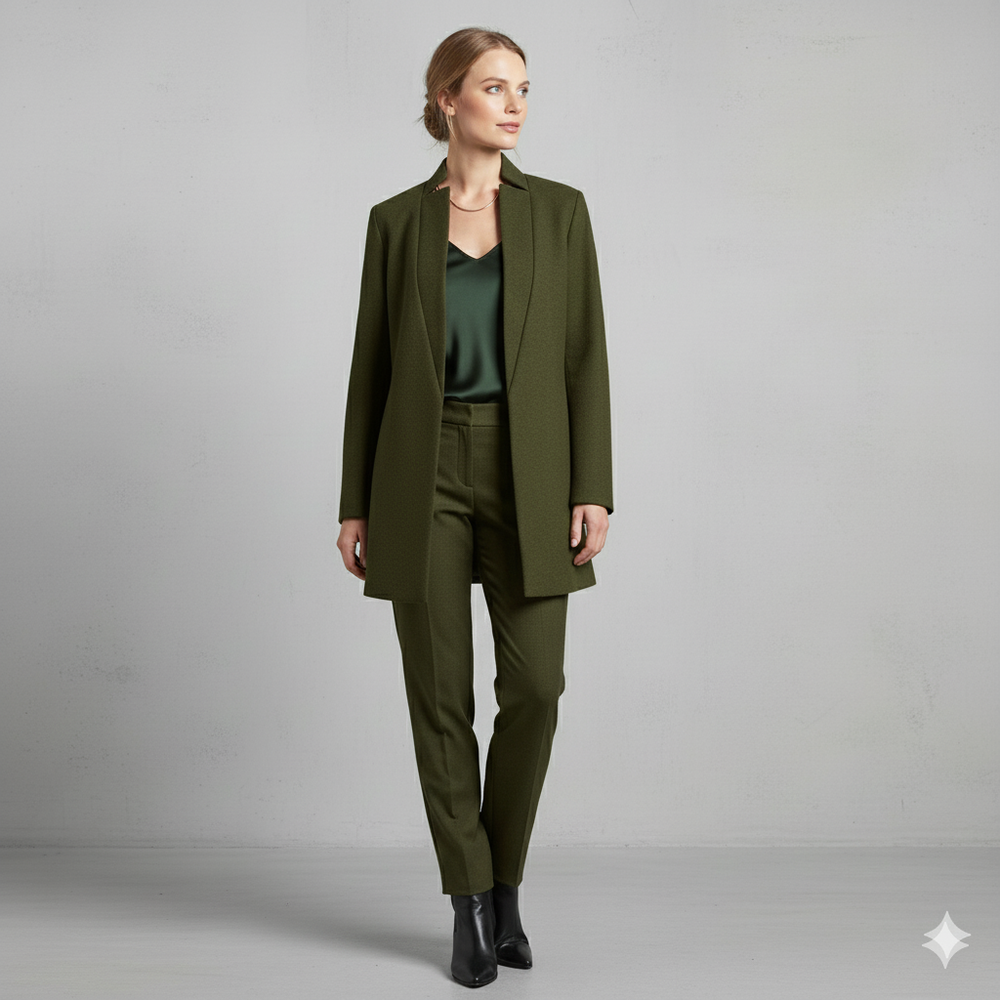 Damen Wollmantel mit Stehkragen | Schmaler Schnitt & Elegant | Herbst/Winter