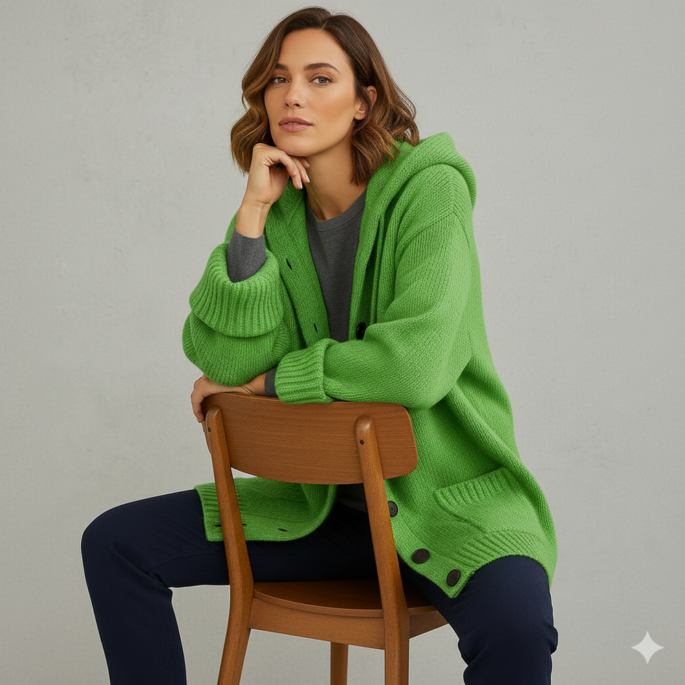 Kuscheliger Damen Strickjacke mit Kapuze | Warm für Herbst/Winter