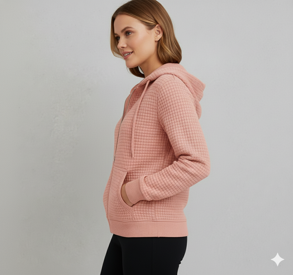 Leichter Damen Kapuzen Strickjacke mit Reißverschluss | Übergang
