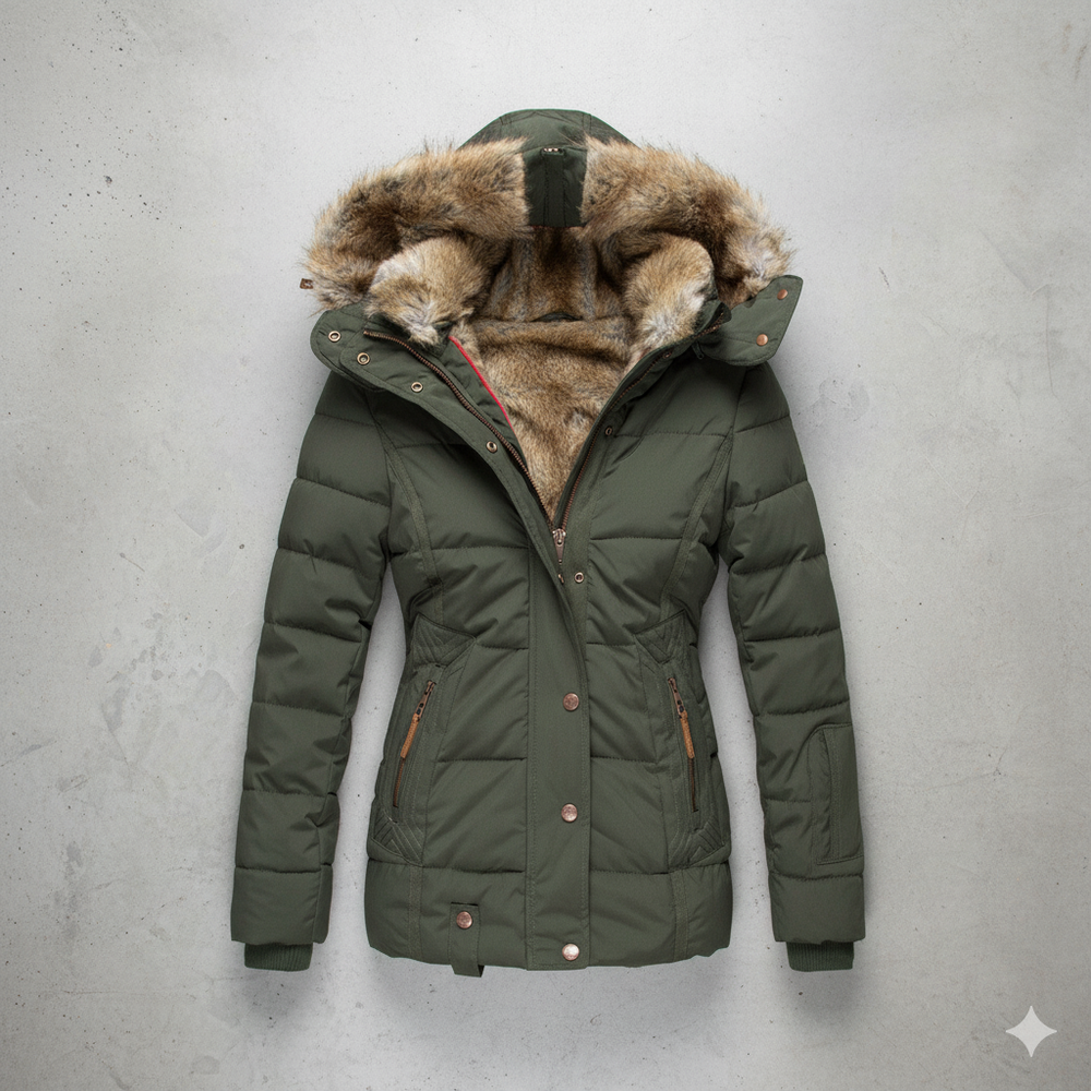 Damen Winterjacke mit Fellkapuze | Warm & Figurbetont