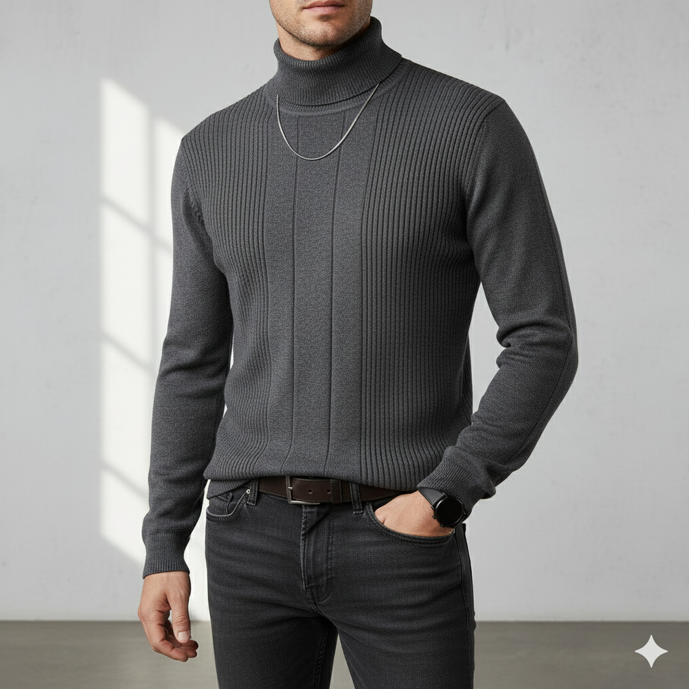 Herren Rollkragenpullover mit Strukturmuster