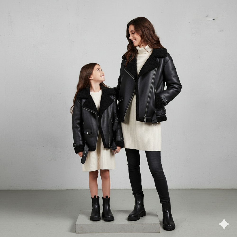 Damen Jacke mit Kunstfellkragen | Biker Style & Warm | Winter